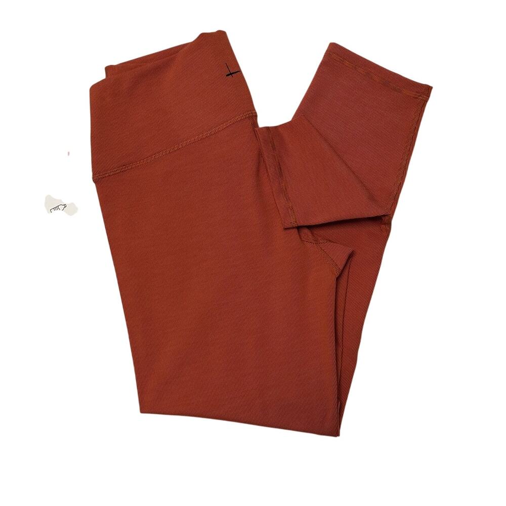 NWT Lezat Eco Active Textured Athletic High Waist Soft Rib Rust Leggings Large - Picture 2 of 11